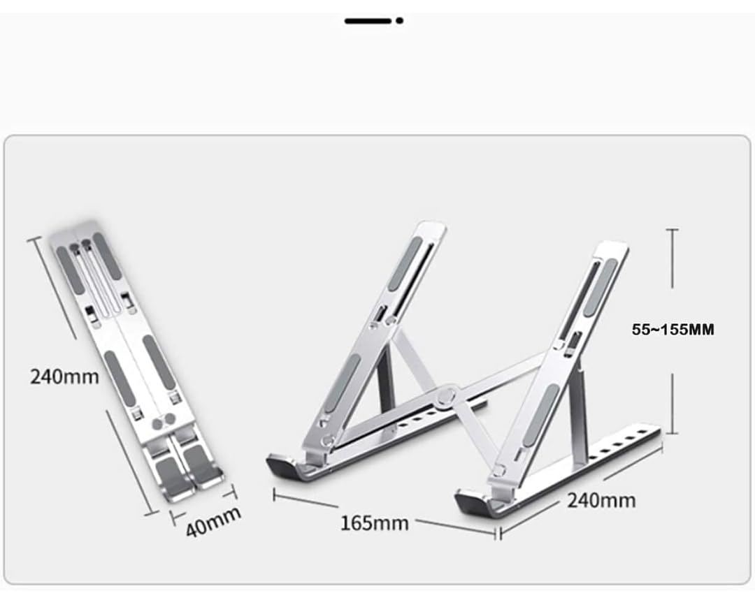 Adjustable Metal Laptop Stand β Foldable Ergonomic Riser for Desk