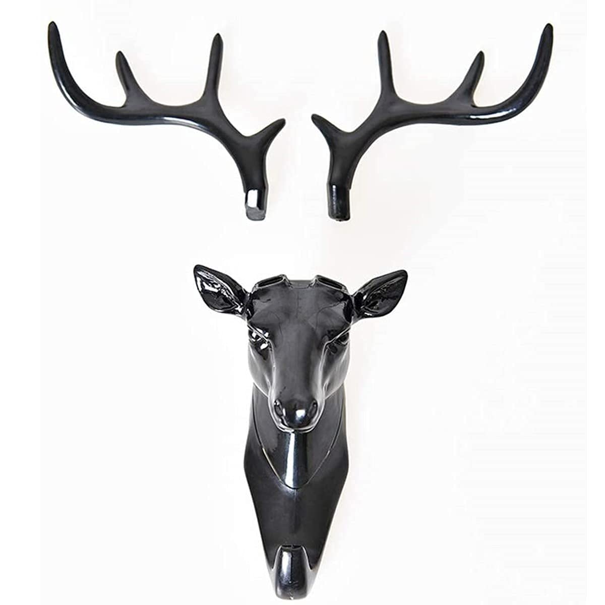Wall Mount Deer Head Hook β Self Adhesive Wall Hanger for Keys, Bags & Clothes β Black, Plastic, Vintage Style