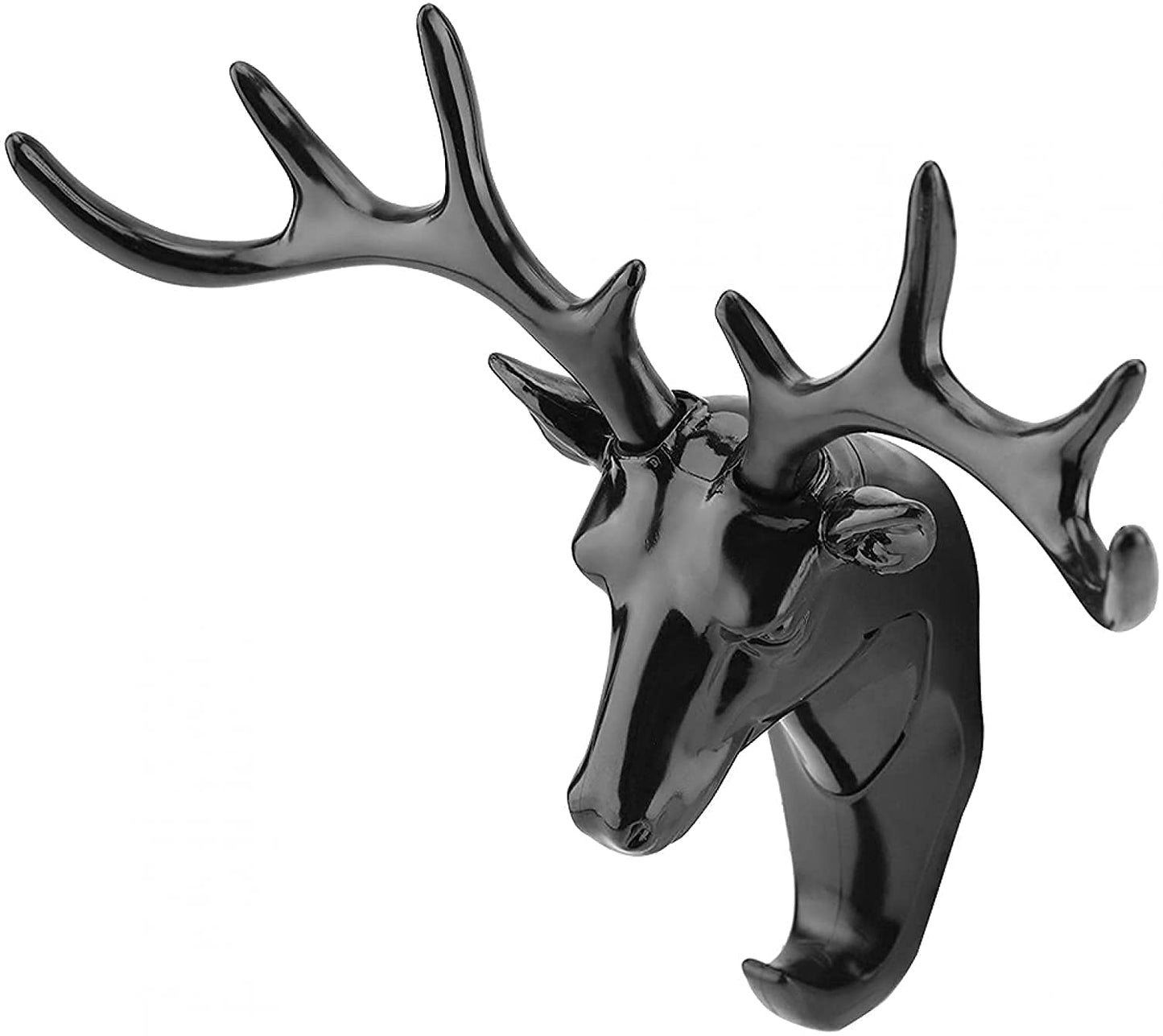 Wall Mount Deer Head Hook β Self Adhesive Wall Hanger for Keys, Bags & Clothes β Black, Plastic, Vintage Style