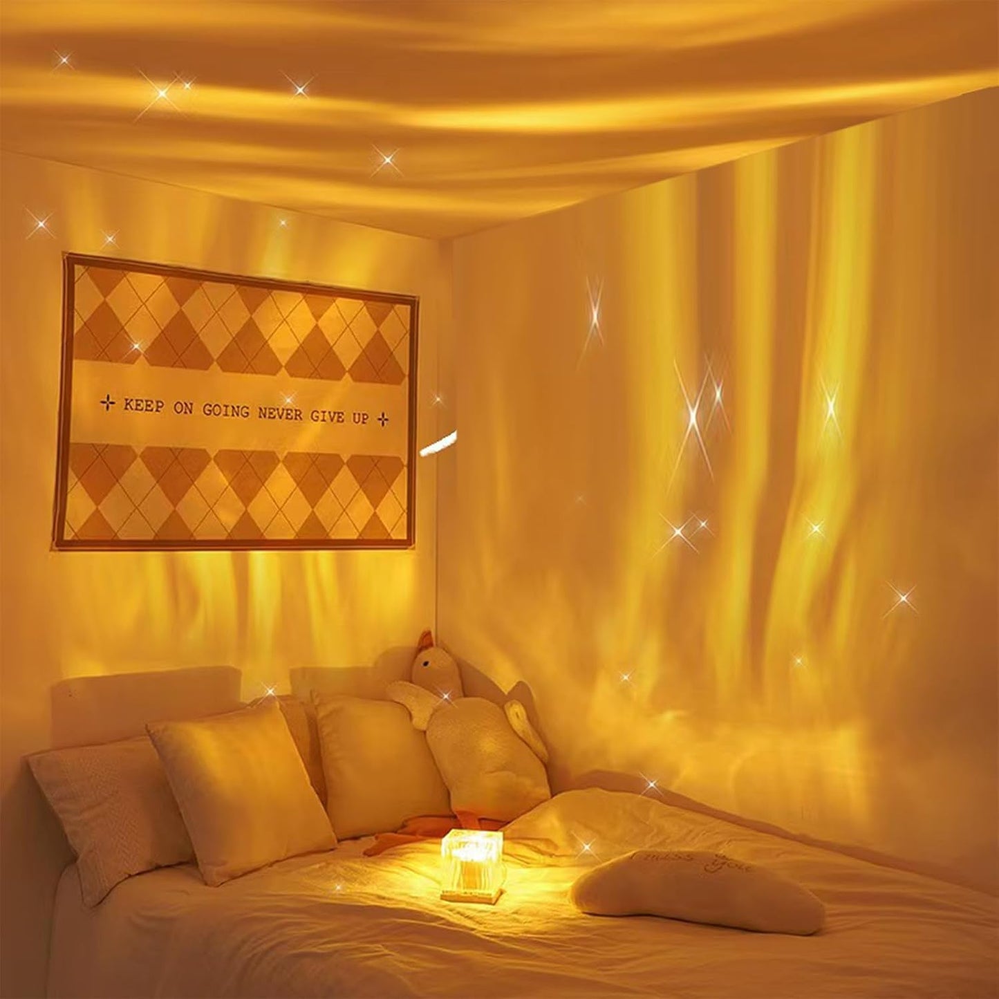 3D Ocean Wave LED Night Light Projector โ 16 Colors with Remote for Bedroom &Lamp