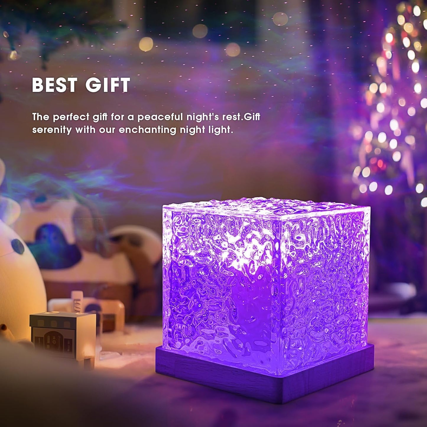 3D Ocean Wave LED Night Light Projector โ 16 Colors with Remote for Bedroom &Lamp