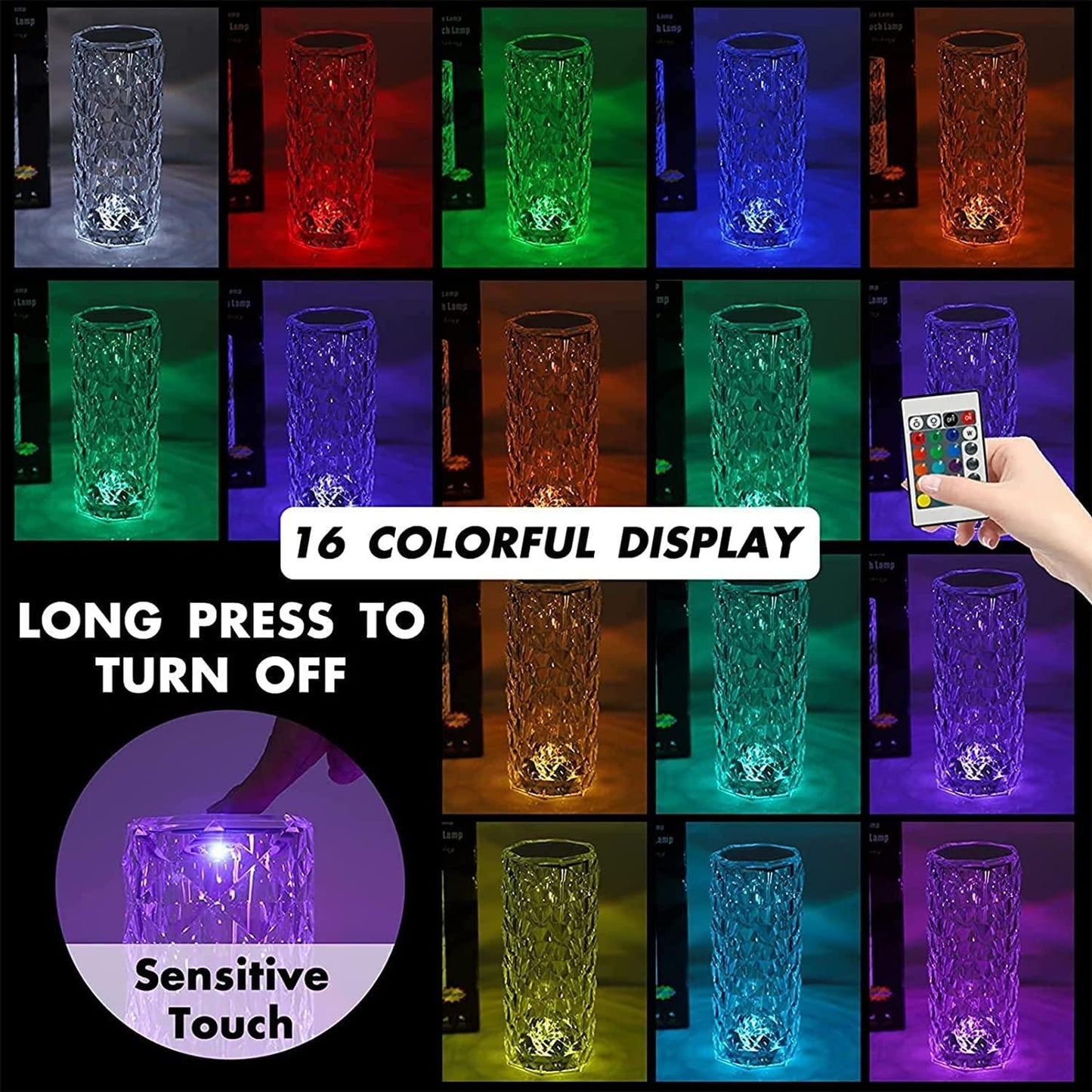 Crystal Lamp โ Color Changing Rose Crystal Diamond Table Lamp