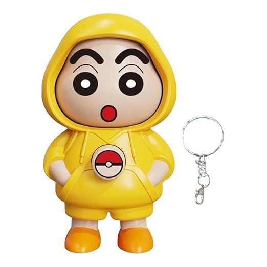 Shinchan Face Changing Keychain – 3D Cartoon Character Key Holder with 3 Expressions (Yellow) 🔄😄
