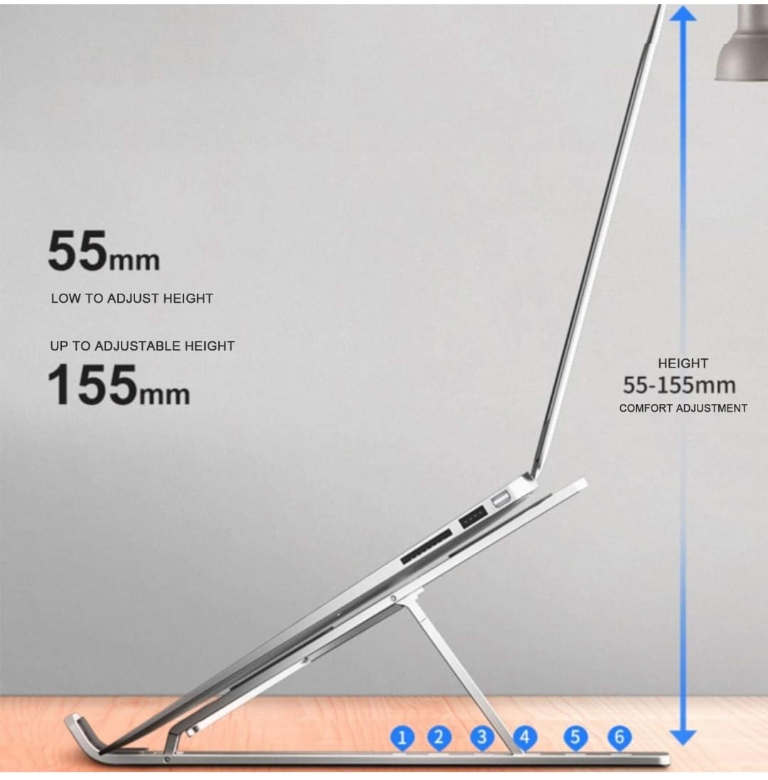 Adjustable Metal Laptop Stand – Foldable Ergonomic Riser for Desk
