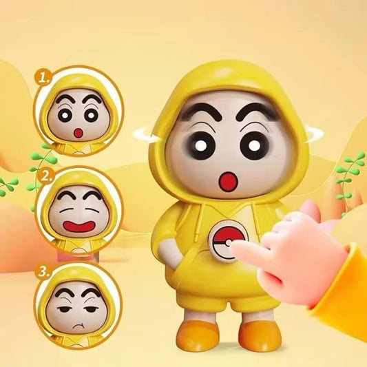 Shinchan Face Changing Keychain – 3D Cartoon Character Key Holder with 3 Expressions (Yellow) 🔄😄