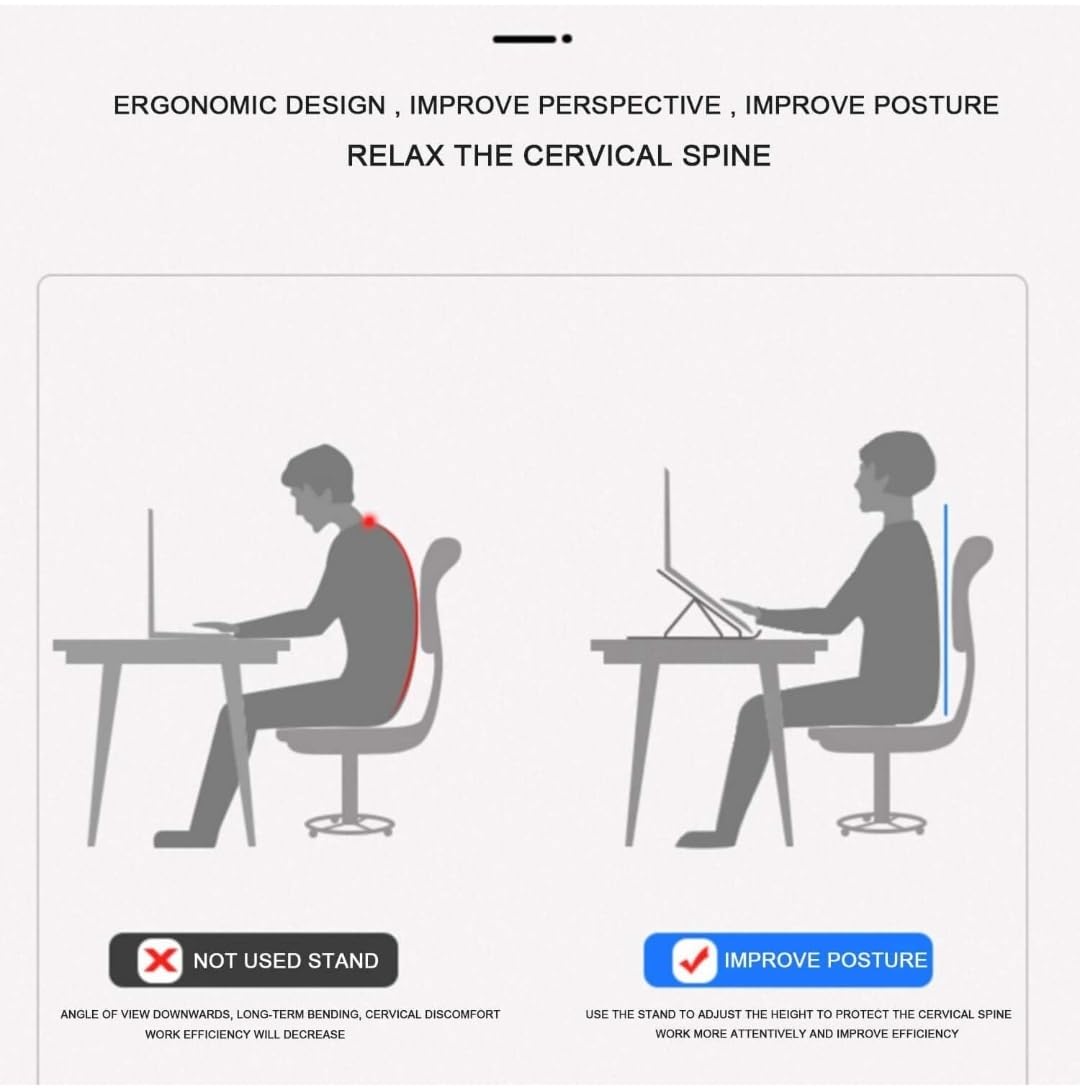 Adjustable Metal Laptop Stand – Foldable Ergonomic Riser for Desk