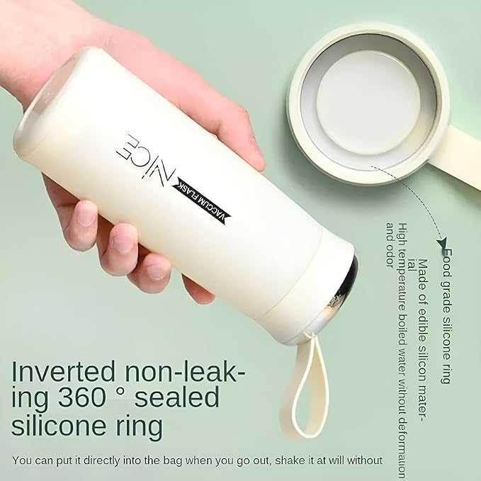 Nice Water Bottle – 400ML Leak-Proof Glass Bottle with Protective BPA-Free Shell | Reusable, Eco-Friendly & Lightweight | Perfect for School, Gym, Office & Travel